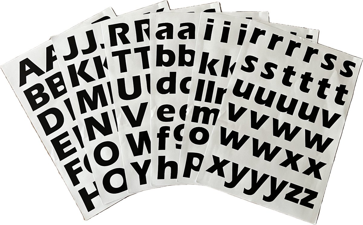 Afecto schuine plakletters zwart | alfabet stickers | | hoogte 4 cm